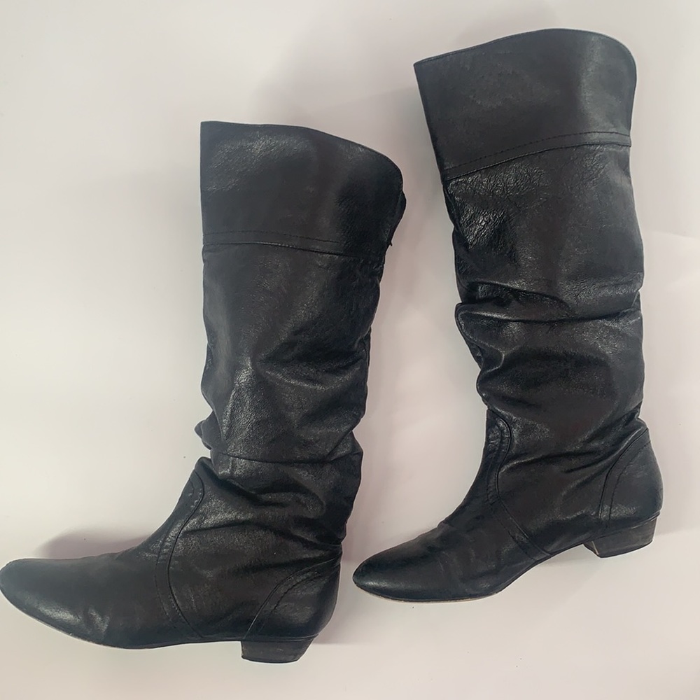 Steve Madden black leather tall boots women’s 8
